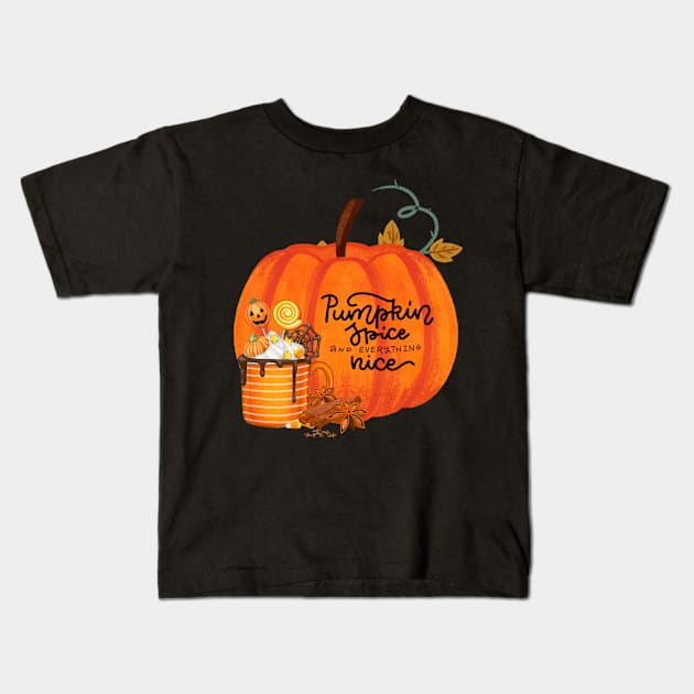 Pumpkin Spice and Everything nice Kids T-Shirt by Butterfly Dira